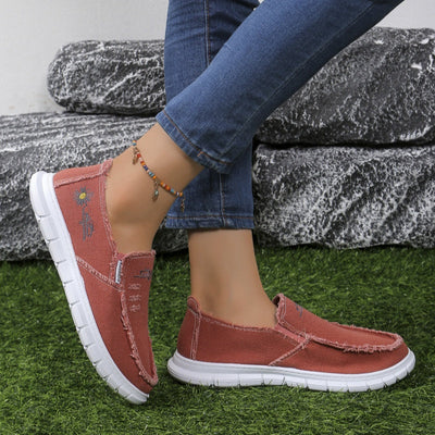 Distressed Canvas Loafers
