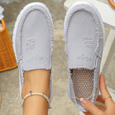 Distressed Canvas Loafers