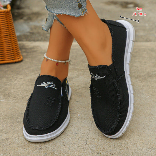 Distressed Canvas Loafers