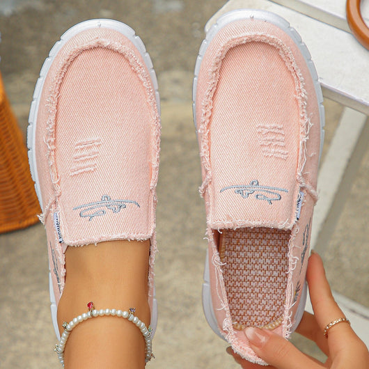 Distressed Canvas Loafers