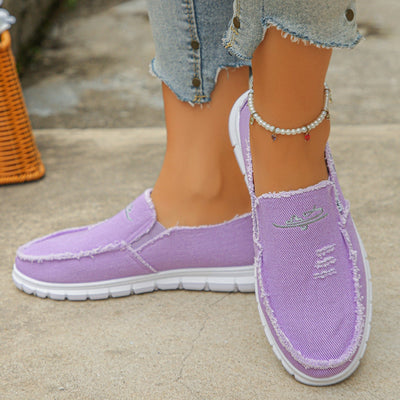 Distressed Canvas Loafers