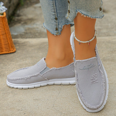 Distressed Canvas Loafers
