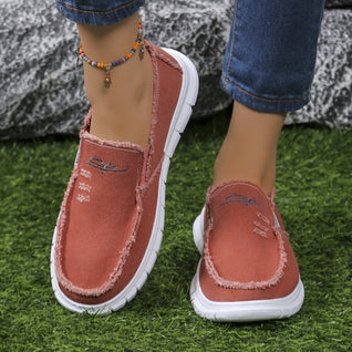 Distressed Canvas Loafers