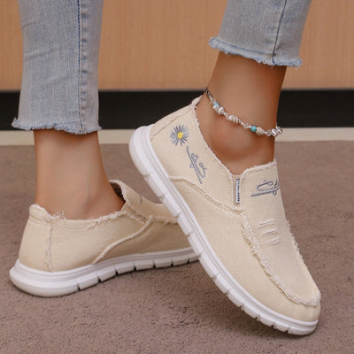 Distressed Canvas Loafers
