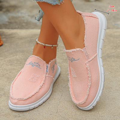 Distressed Canvas Loafers