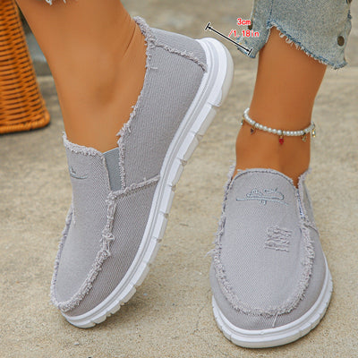 Distressed Canvas Loafers