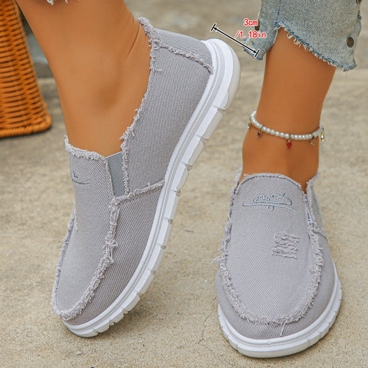 Distressed Canvas Loafers