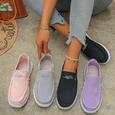 Distressed Canvas Loafers