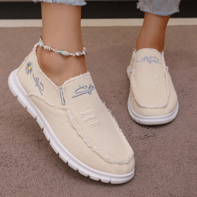 Distressed Canvas Loafers