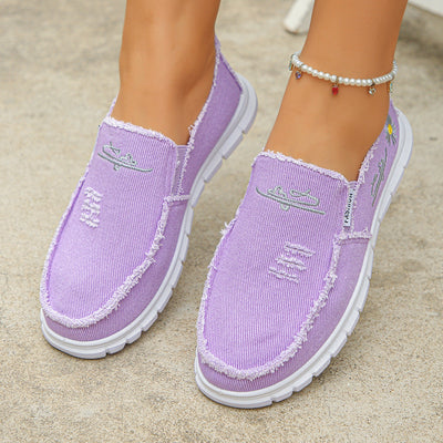Distressed Canvas Loafers