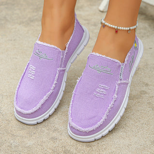 Distressed Canvas Loafers