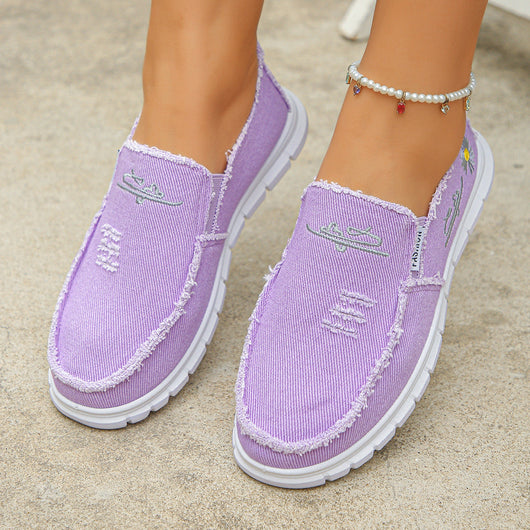 Distressed Canvas Loafers