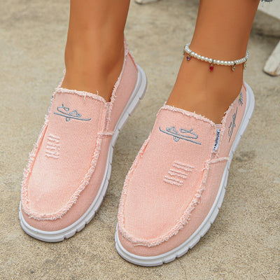 Distressed Canvas Loafers