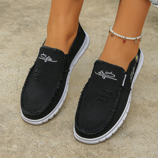 Distressed Canvas Loafers