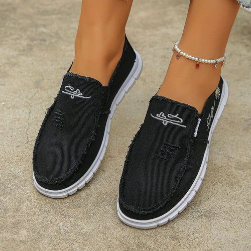 Distressed Canvas Loafers