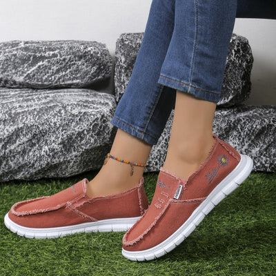 Distressed Canvas Loafers