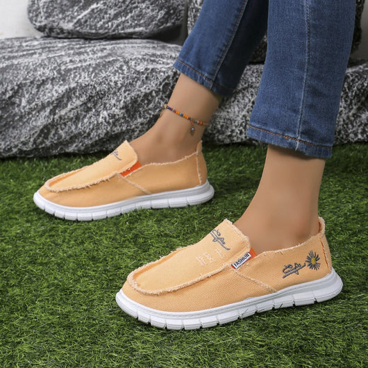 Distressed Canvas Loafers