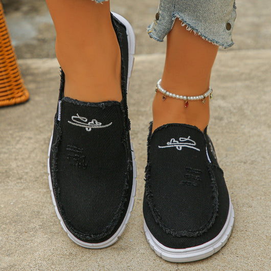 Distressed Canvas Loafers