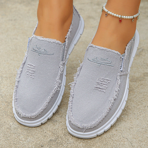 Distressed Canvas Loafers
