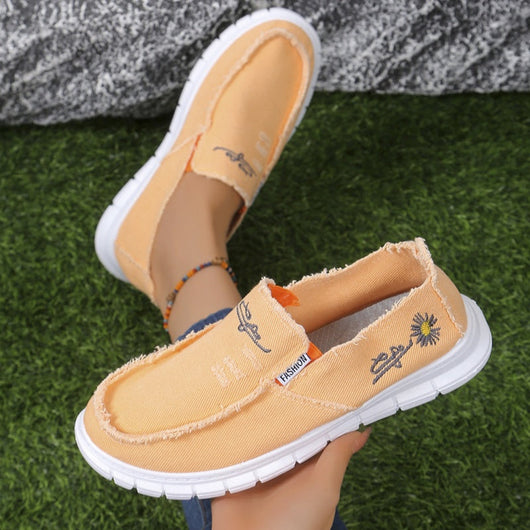 Distressed Canvas Loafers