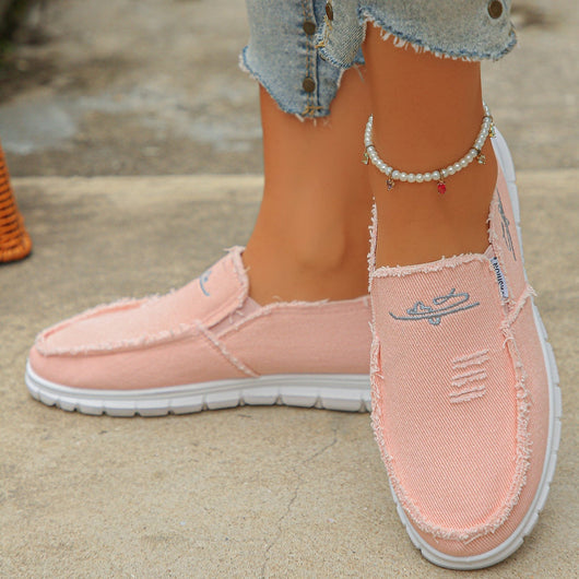 Distressed Canvas Loafers