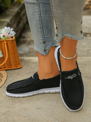 Distressed Canvas Loafers