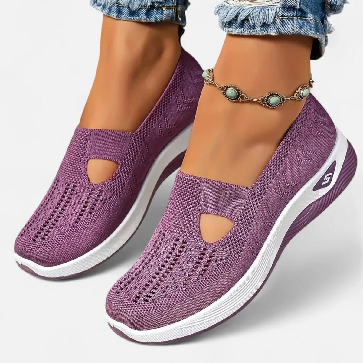 Scarpe slip-on donna in mesh viola