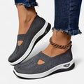 Scarpe slip-on donna in mesh grigio scuro