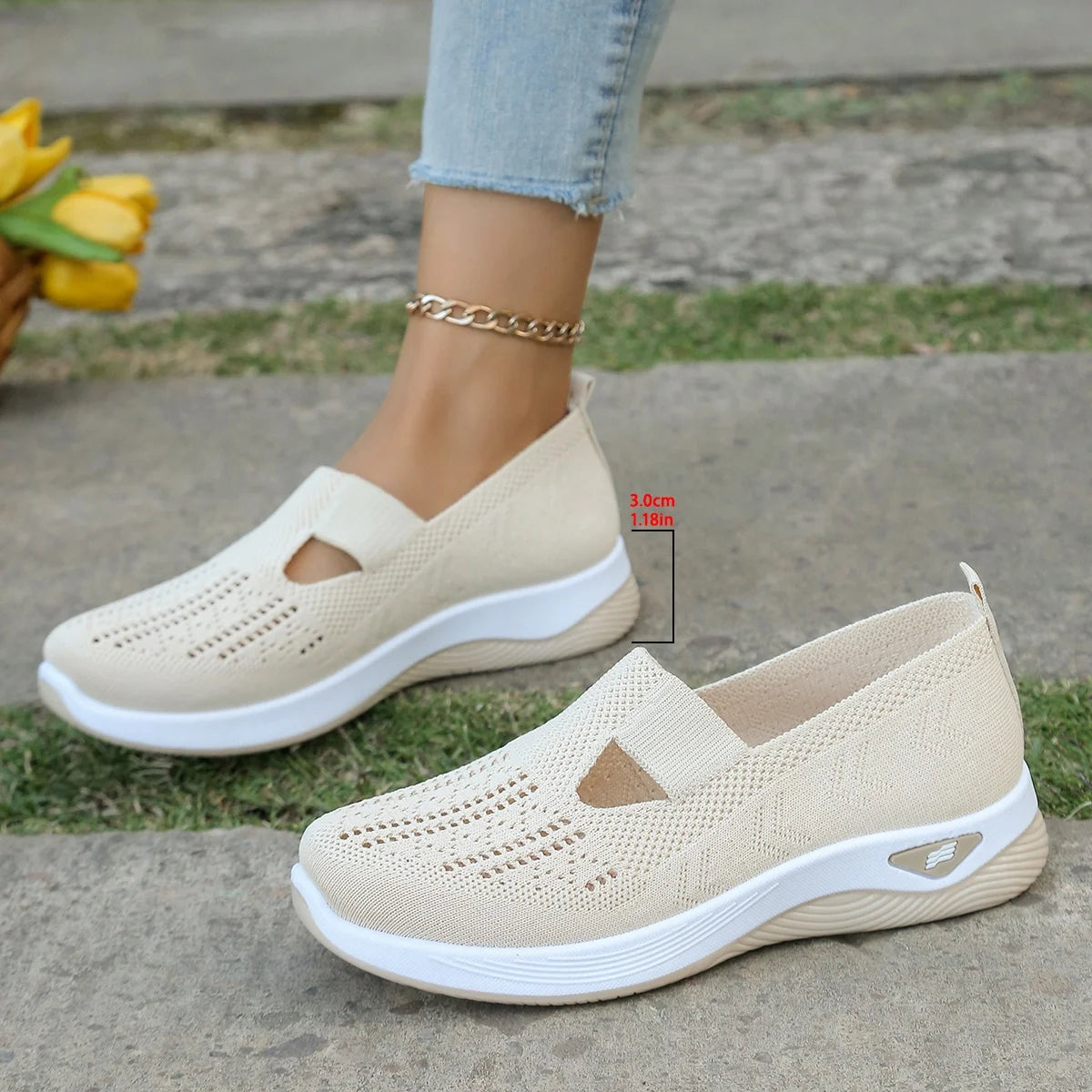 Sneakers Slip-On Donna Traforate in Maglia Traspirante