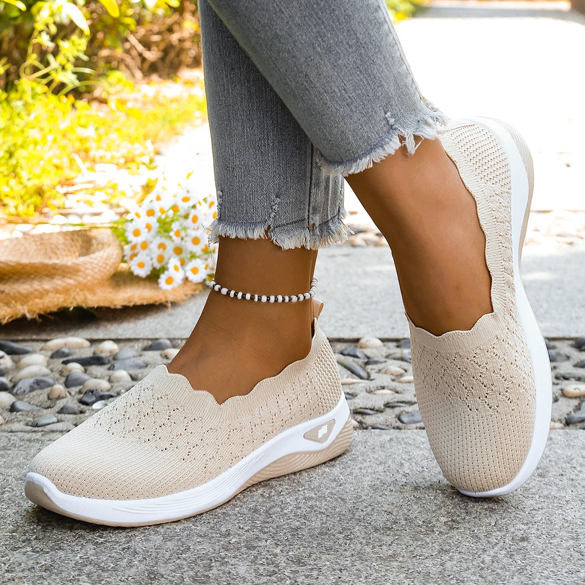 Sneakers Slip-On Donna in Maglia con Suola Rialzata