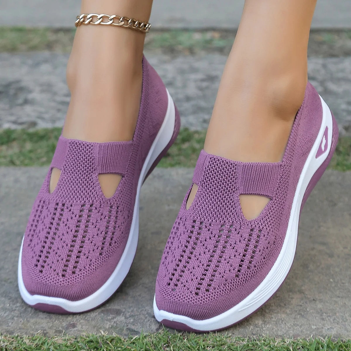 Sneakers Slip-On Donna Traforate in Maglia Traspirante