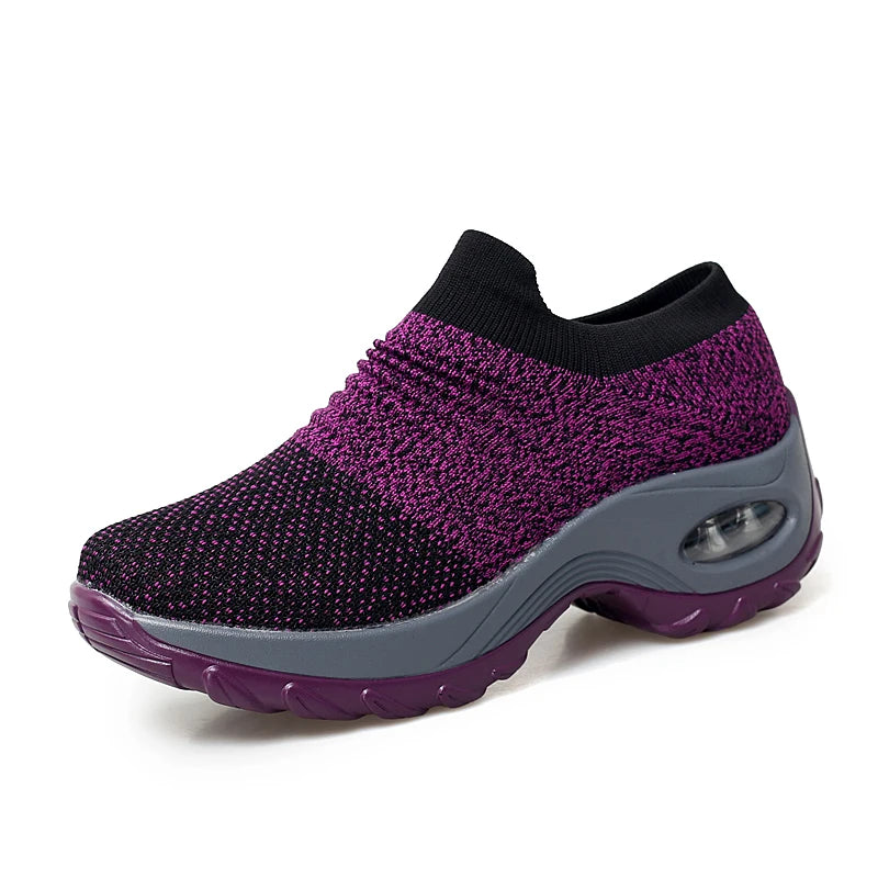 Sneakers Donna con Plateau in Mesh Traspirante