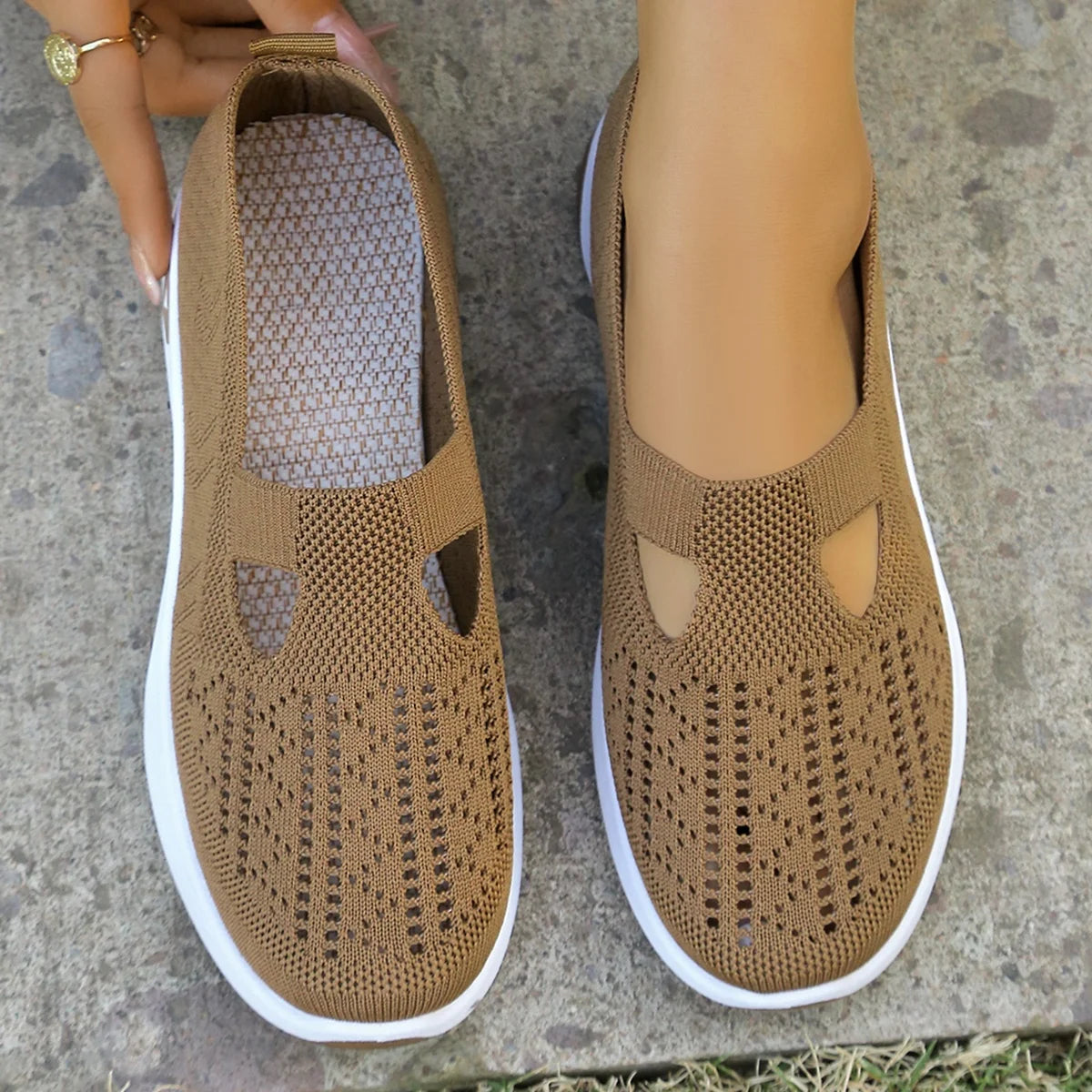 Sneakers Slip-On Donna Traforate in Maglia Traspirante