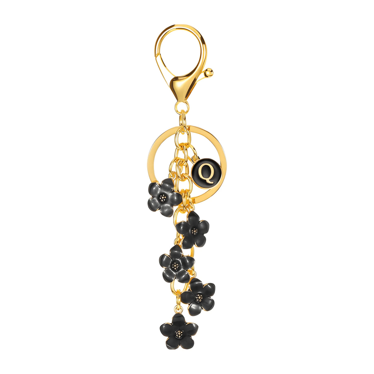 Lettera iniziale Fiore Margherita - Charm per borsa (Nero)