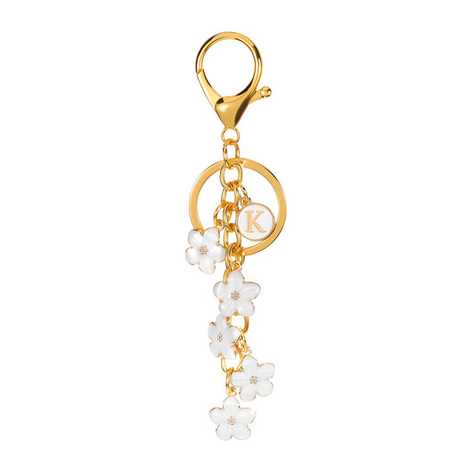 Daisy Flower Initial Letter - Bag Charm (White)