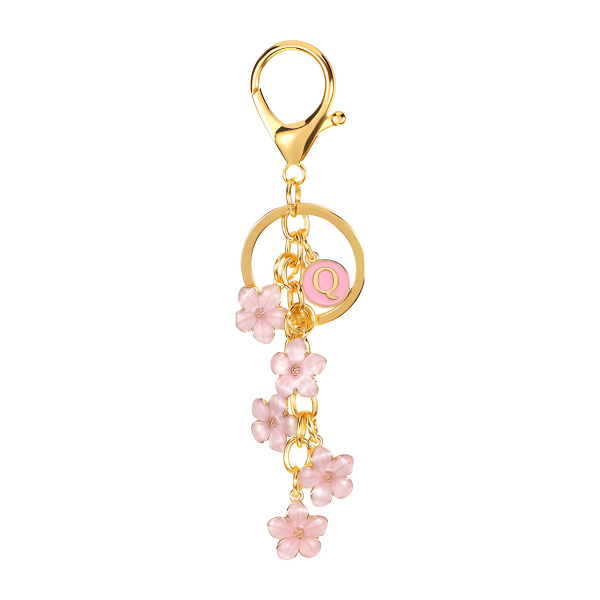 Lettera iniziale Fiore Margherita - Charm per borsa (Rosa)