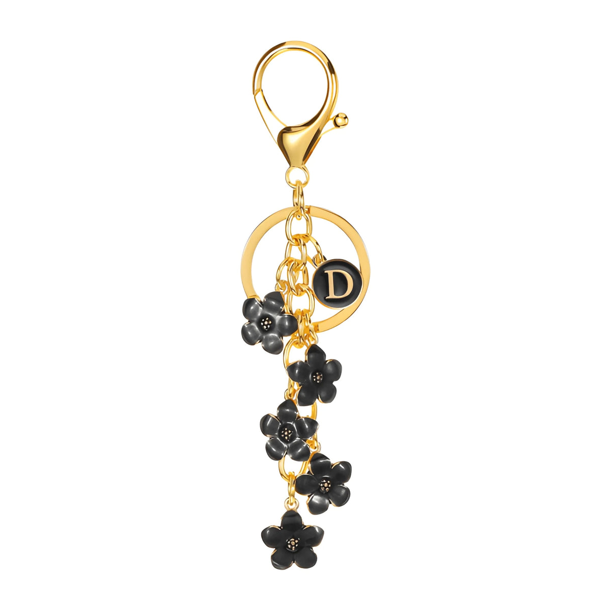 Lettera iniziale Fiore Margherita - Charm per borsa (Nero)