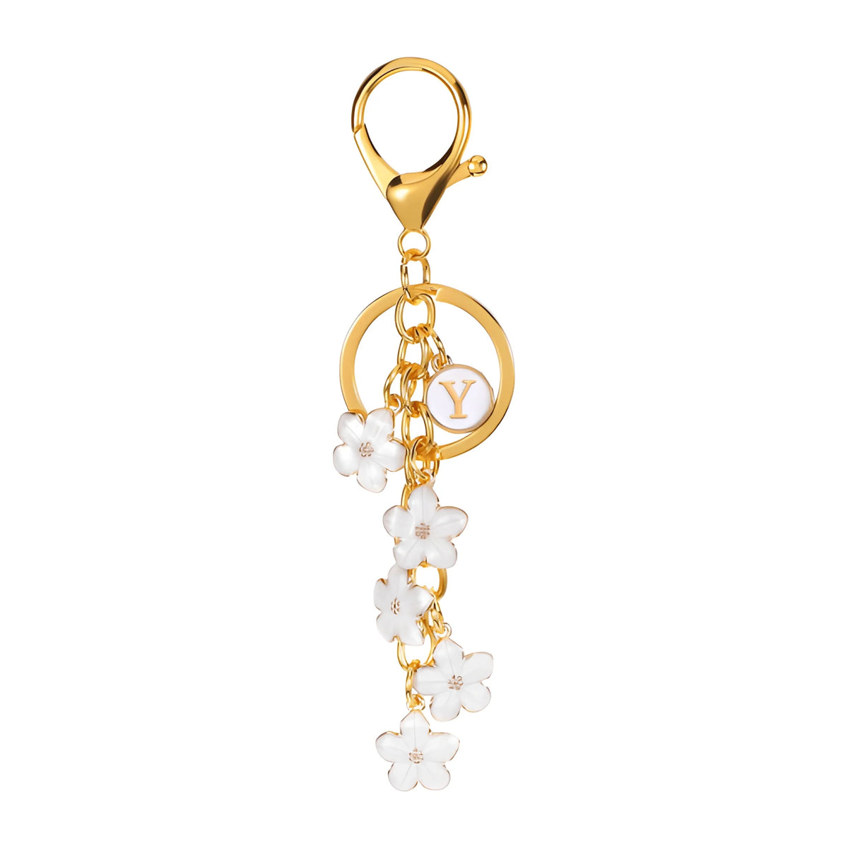 Lettera iniziale Fiore Margherita - Charm per borsa (Bianco)