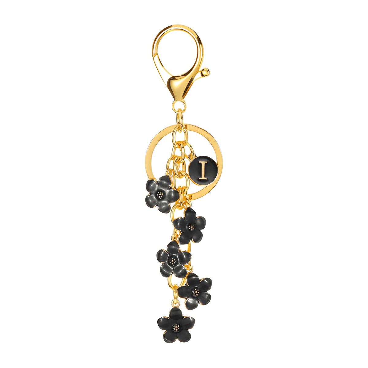 Lettera iniziale Fiore Margherita - Charm per borsa (Nero)