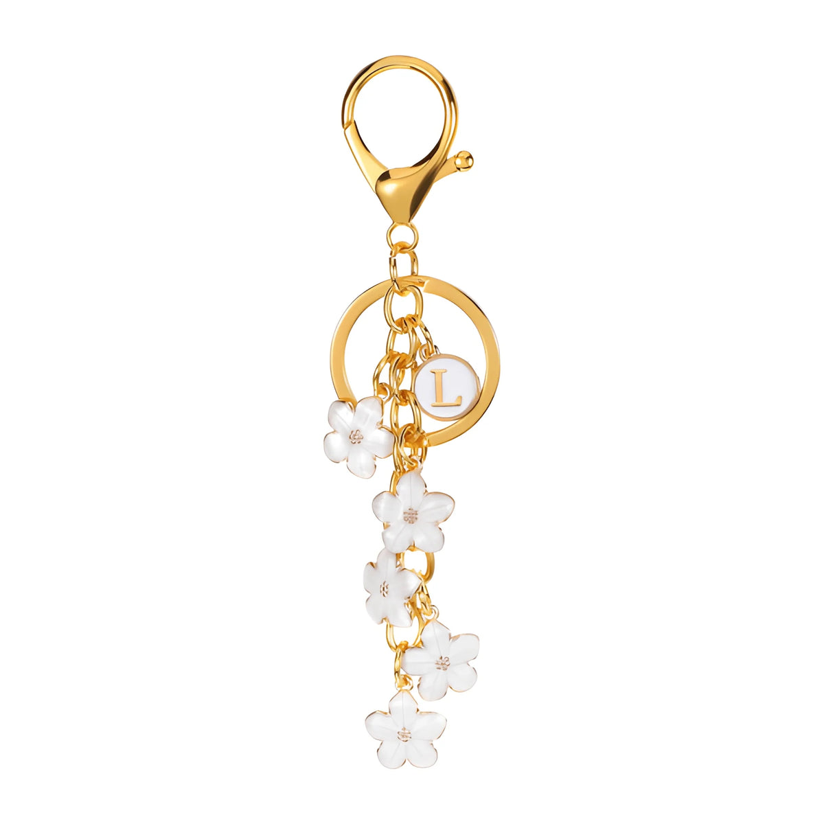 Lettera iniziale Fiore Margherita - Charm per borsa (Bianco)