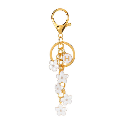 Daisy Flower Initial Letter - Bag Charm (White)