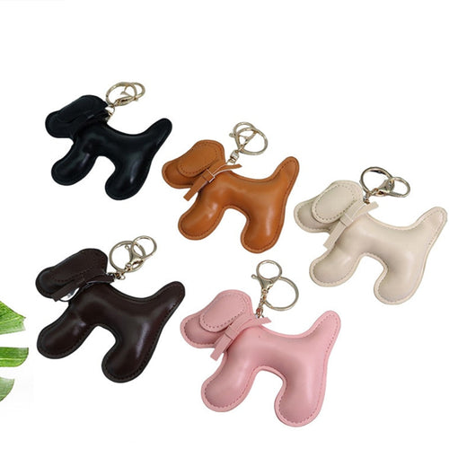 Poodle Puppy Leather Keychain Pendant