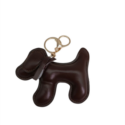 Poodle Puppy Leather Keychain Pendant