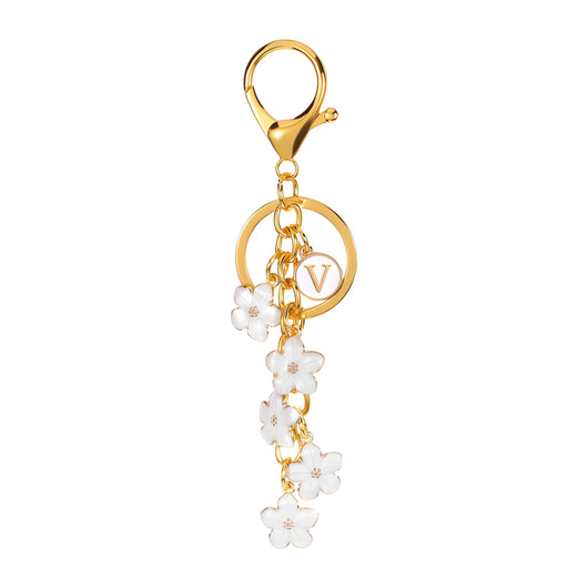 Daisy Flower Initial Letter - Bag Charm (White)