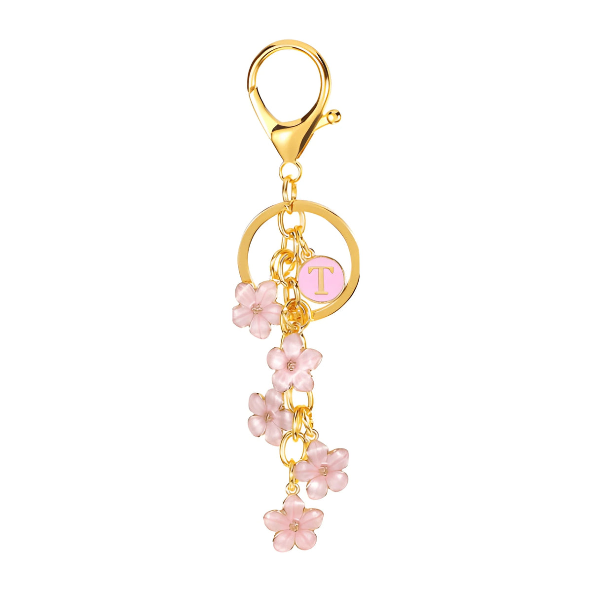 Lettera iniziale Fiore Margherita - Charm per borsa (Rosa)