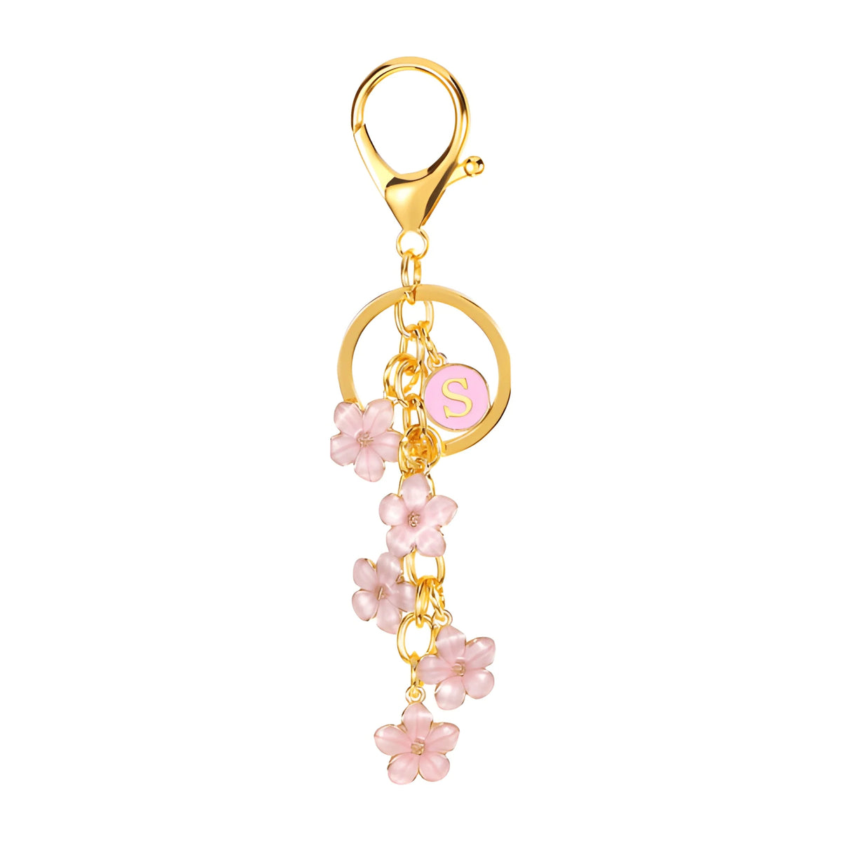 Lettera iniziale Fiore Margherita - Charm per borsa (Rosa)