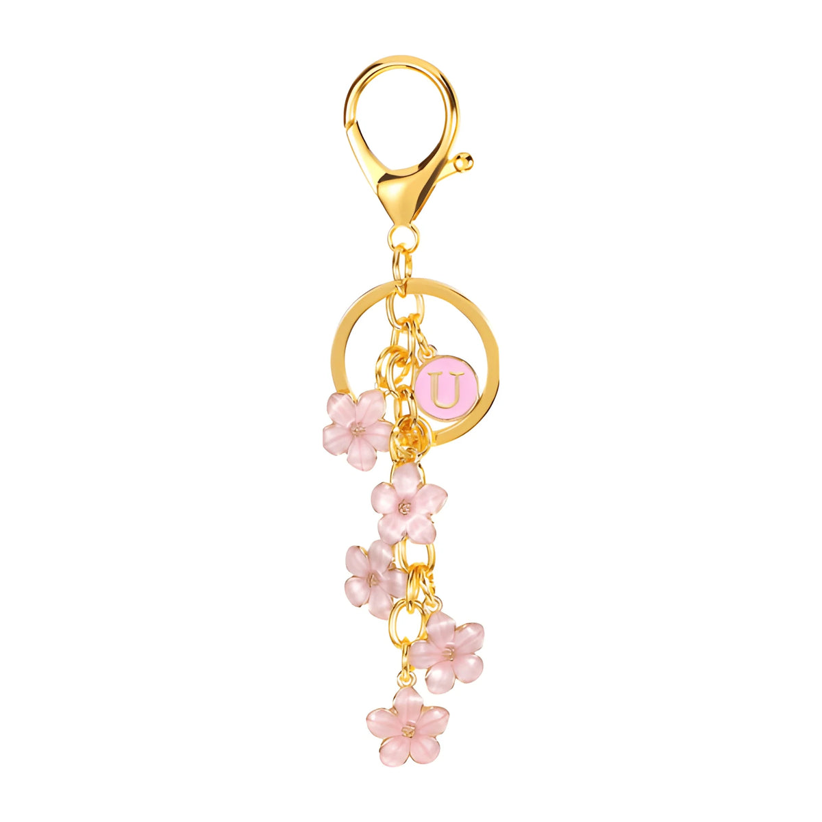 Lettera iniziale Fiore Margherita - Charm per borsa (Rosa)